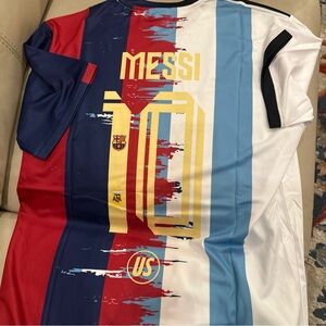 Messi #10 Argentina & Barcelona Special SOCCER Jersey  Fits 2XL~~3XL-Slim Fit